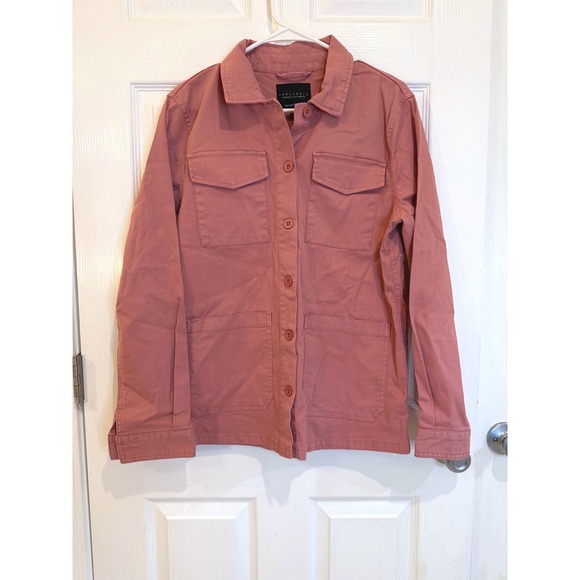 Sanctuary Womens Utility Jacket Medium Pink Button Front Pockets Long Sleeve - Picture 1 of 5